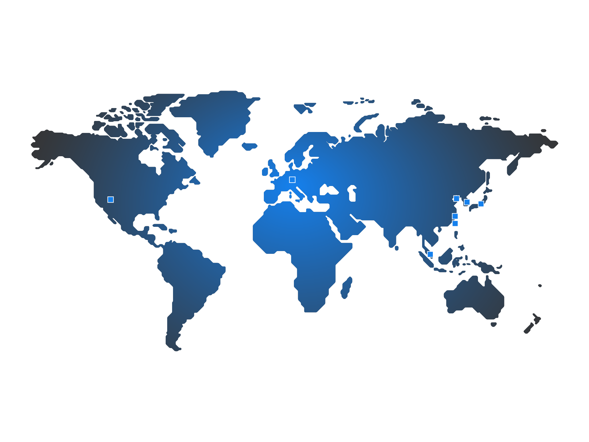 World map of Heraeus Covantics sites in Europe, Asia and Americas