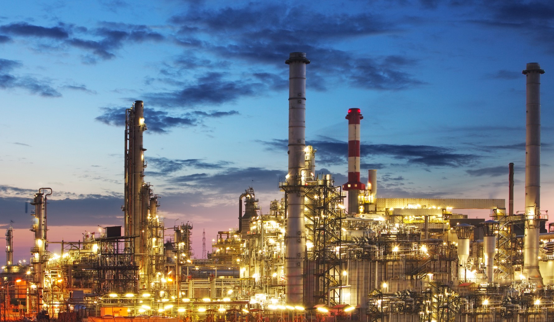 Panorama of a big industrial complex at dusk