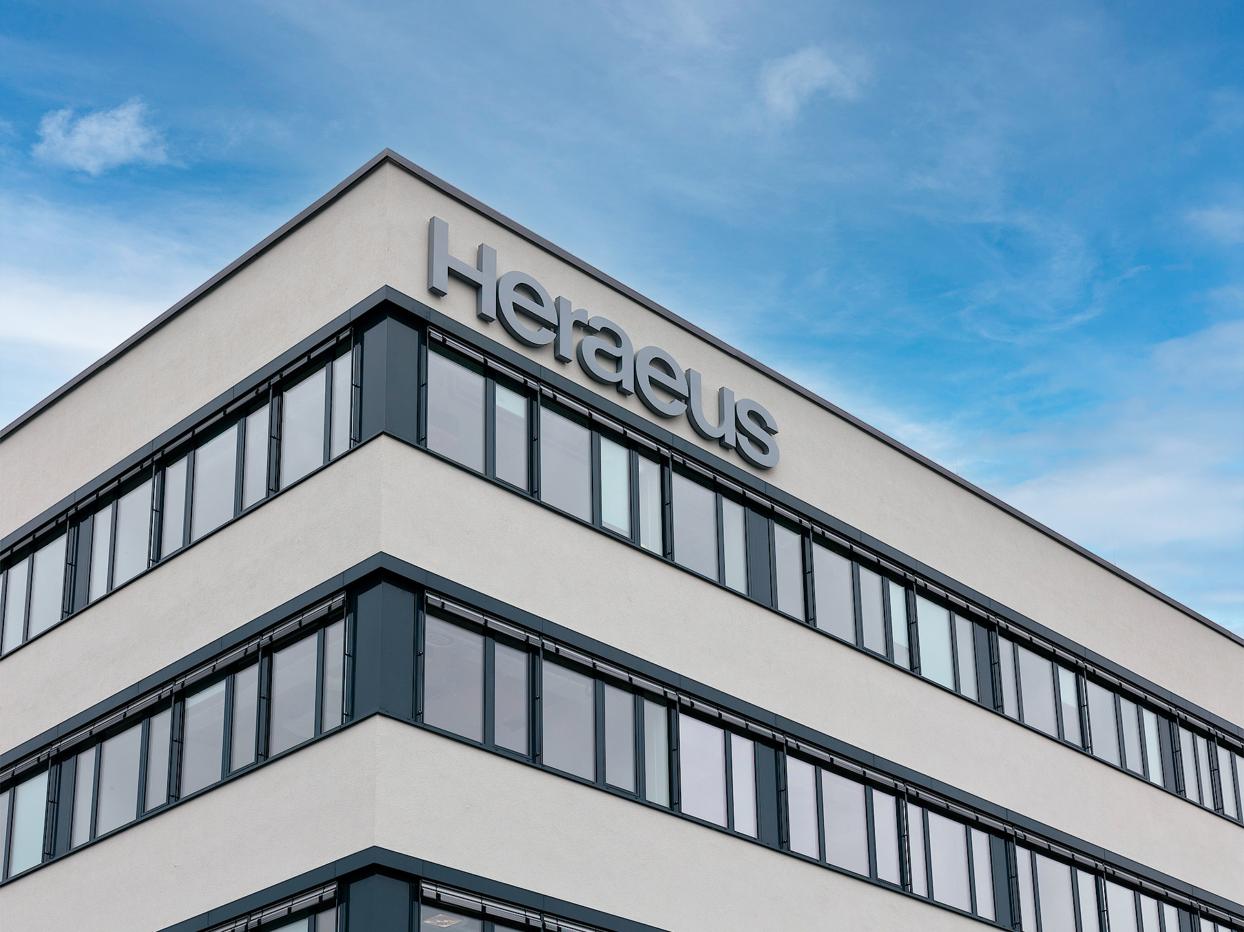 Heraeus Logo on a building in Kleinostheim, Germany