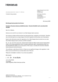 RoHS Statement HQS for Black opaque Quartz