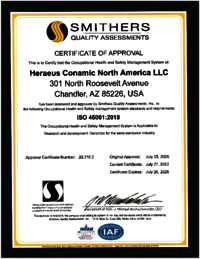 ISO Certificate 45001:2018 - HCANA for Chandler