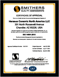 ISO Certificate 14001:2015 HCANA for Chandler