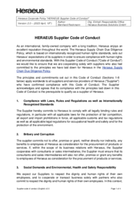 Supplier Code of Conduct of Heraeus